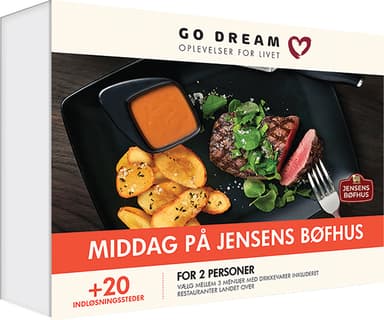 Go Dream middag for 2 på Jensens Bøfhus
