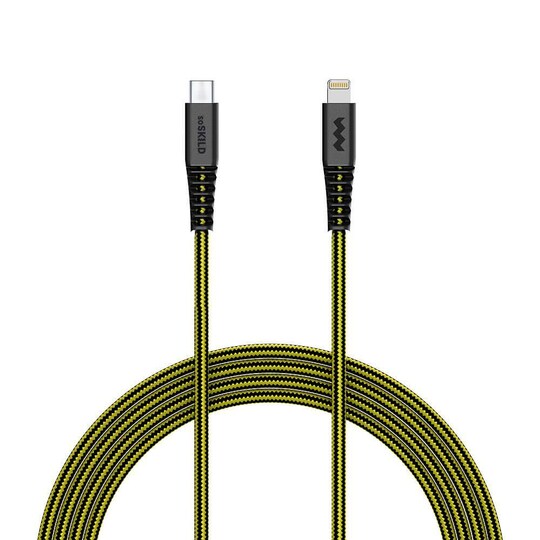 SOSKILD USB-C opladerkabel til Lightning 1.5m Ultimate Strenght Black / Yellow