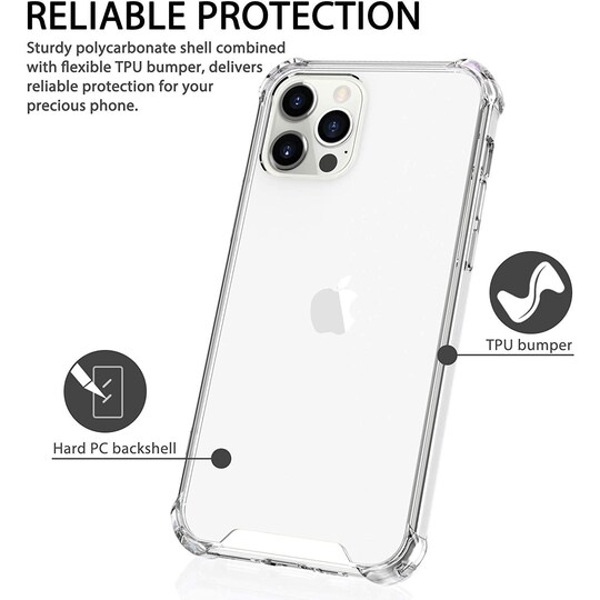 iPhone 12 Pro skal være TPU / akryl gennemsigtig