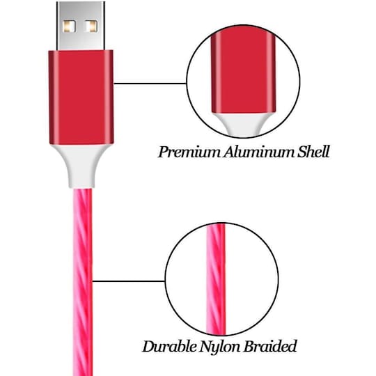 Lightning til USB-opladerkabel med LED rød 1 meter
