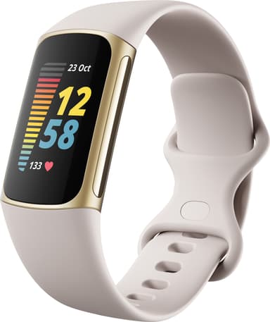 Fitbit Charge 5 aktivitetsmåler (lunar white/soft gold)