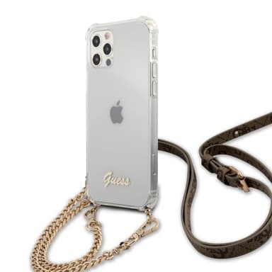 Guess iPhone 12 Pro Max Cover Chain & Script Guld Klar