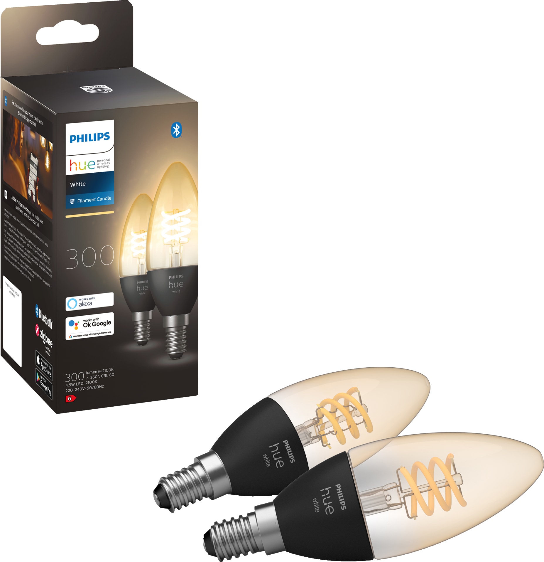 Philips Hue White filament LED light bulb E14 929002479502 (2-pak) thumbnail