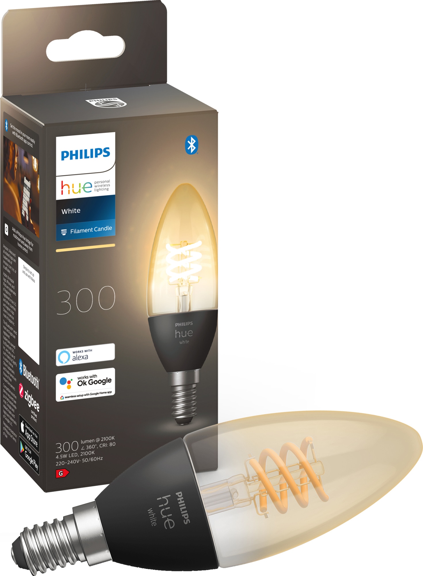 Philips Hue White filament LED-lyspære E14 929002479501 thumbnail
