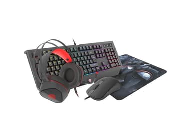 GENESIS COMBO set 4in1 kobolt 330 rgb -tastatur + mus + hovedtelefoner + musemåtte, us -layout