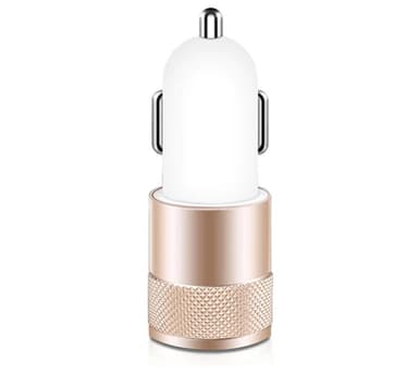 Billader 2.4A med dobbelt USB og LED guld