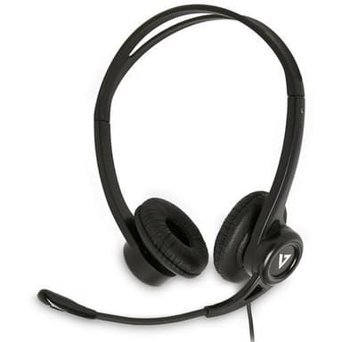 V7 HU311-2EP, Headset, Headset, Kontor/Callcenter, Sort, Binaural, I-linje kontrolenhed