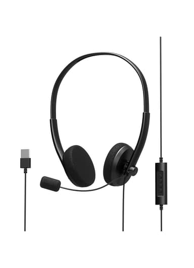 PORT DESIGNS Office USB Stereo Headset Med Mikrofon Indbygget mikrofon, Sort, Over-Ear