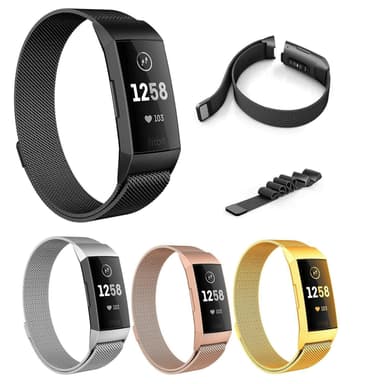 SKALO Milanese Loop til Fitbit Charge 3/4 - Sølv