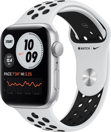 Apple Watch Nike SE 44 mm GPS (Silver Alu/Platinum Black sportsbånd)