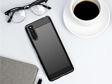 SKALO Sony Xperia 10 III Armor Carbon Stødsikker TPU-cover - Sort