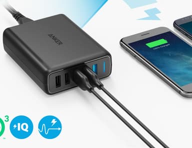 Anker PowerPort 5 multi-port USB-A oplader (sort)