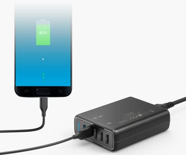 Anker PowerPort 5 multi-port USB-A oplader (sort)
