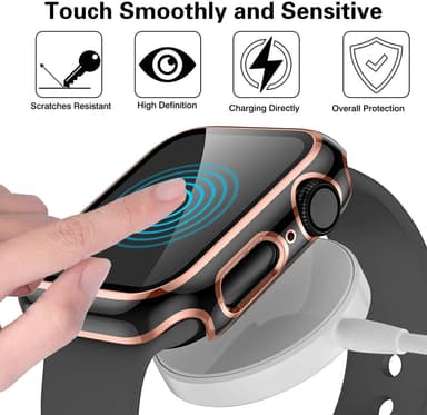 Apple Watch 4/5/6 42 mm fuldt dækningsetui, guld / sort