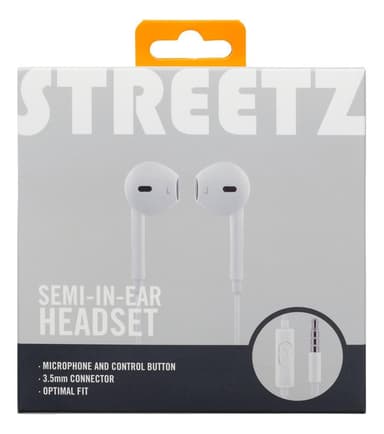 STREETZ Semi-in-ear hovedtelefoner med mikrofon, medie / svar-knap, 3,5 mm, venstre