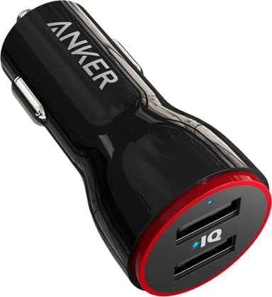 Anker PowerDrive 2 24W dobbelt USB biloplader (sort)