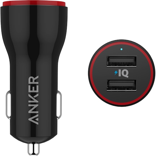 Anker PowerDrive 2 24W dobbelt USB biloplader (sort)
