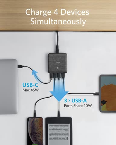 PowerPort Atom III Slim 45W 4x USB oplader (hvid)