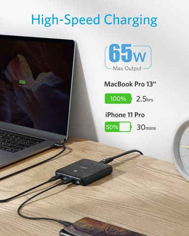 PowerPort Atom III Slim 45W 4x USB oplader (hvid)