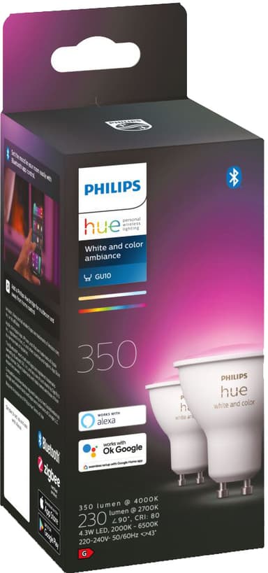 Philips Hue White and Color Ambiance 4,3W GU10 (2-pak)