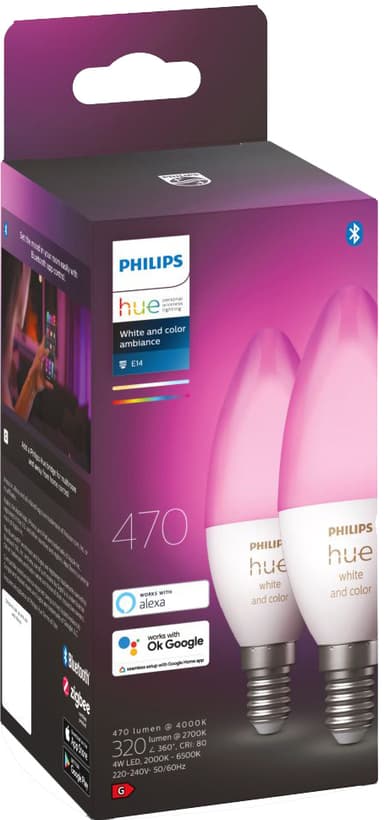 Philips Hue White and Color Ambiance 4W B39 E14 2-pak