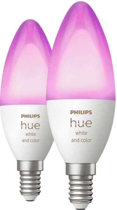 Billede af Philips Hue White and Color Ambiance 4W B39 E14 2-pak