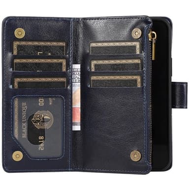 DoubleFlip Zipper 9-kort Apple iPhone 13 Pro (6.1")  - blå
