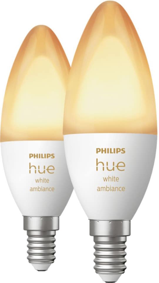Se Philips Hue E14 LED-pre, kerte, White ambiance, Zigbee (2 pak) hos Elgiganten
