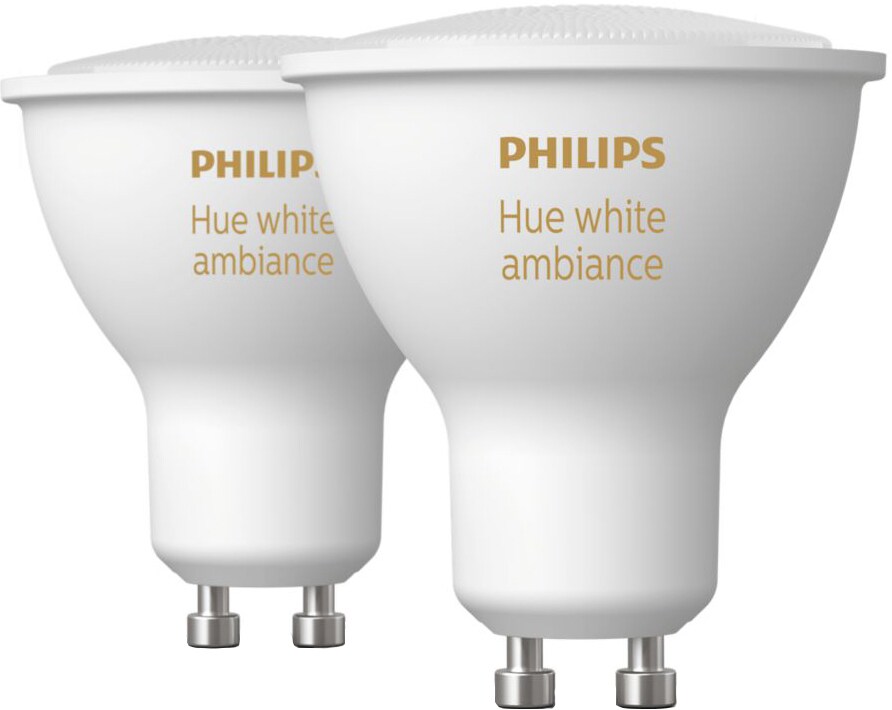 Philips Hue White Ambiance LED p 230 re GU10 2 pak med PrisMatch