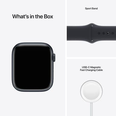 Apple Watch Series 7 45mm GPS (Midnat alu. / Midnat sportsrem)