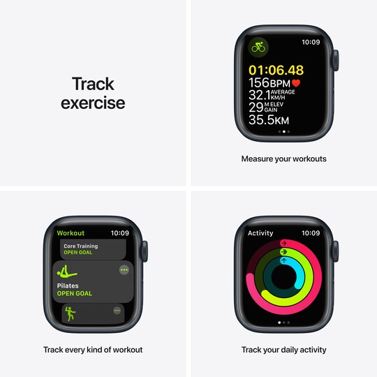 Apple Watch Series 7 41mm GPS+eSIM (Midnat alu / Midnat sportsrem)