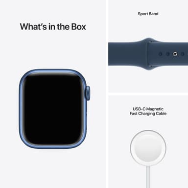 Apple Watch Series 7 41mm GPS+eSIM (blå alu/mørk dybhavsblå sportsrem)