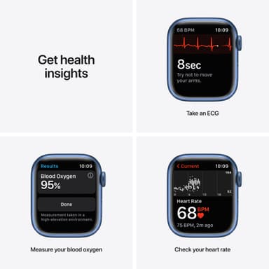 Apple Watch Series 7 41mm GPS+eSIM (blå alu/mørk dybhavsblå sportsrem)