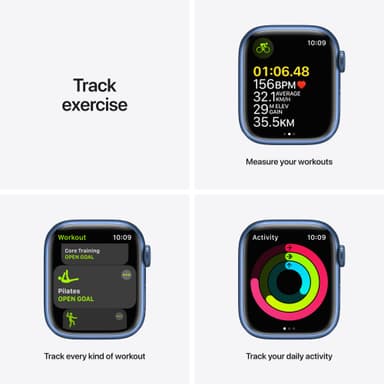 Apple Watch Series 7 41mm GPS+eSIM (blå alu/mørk dybhavsblå sportsrem)