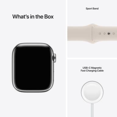 Apple Watch Series 7 41mm GPS+eSIM (sølvstål/ stjerneskær sportsrem)