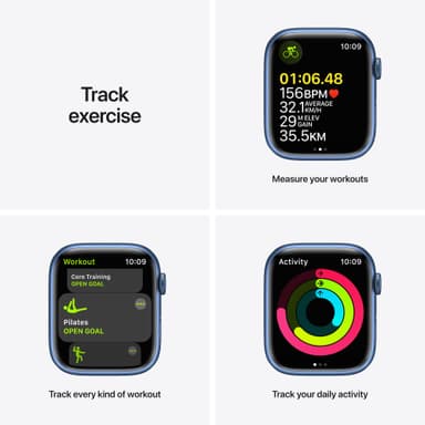 Apple Watch Series 7 45mm GPS+eSIM (blå alu/mørk dybhavsblå sportsrem)