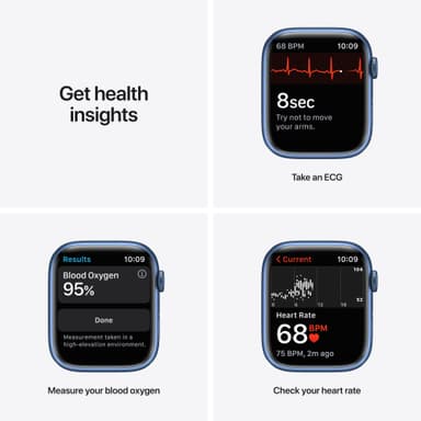 Apple Watch Series 7 45mm GPS+eSIM (blå alu/mørk dybhavsblå sportsrem)
