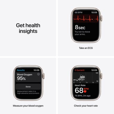 Apple Watch Series 7 45mm GPS+eSIM (stjerneskær alu/ stjerneskær sportsrem)