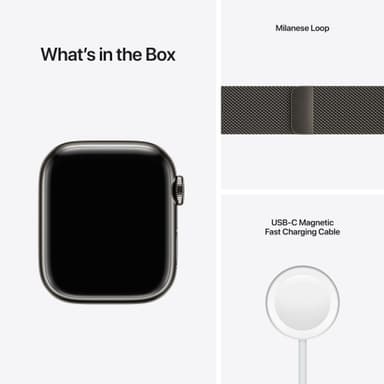 Apple Watch Series 7 41mm GPS+eSIM (grafitgrå stål/grafitgrå Milanorem)