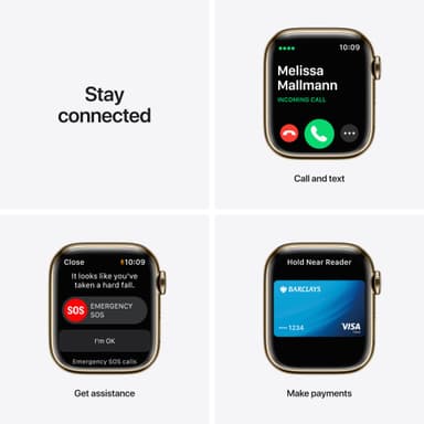 Apple Watch Series 7 41mm GPS+eSIM (guld stål/mørk kirsebær sportsrem)