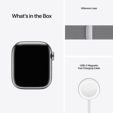 Apple Watch Series 7 41mm GPS+eSIM (sølv stål/sølv Milanorem)