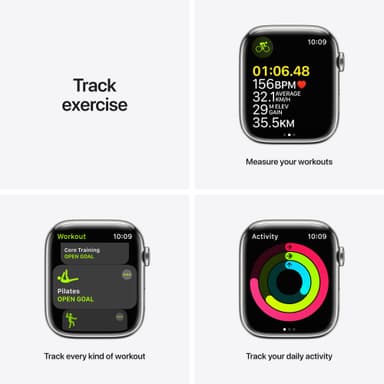 Apple Watch Series 7 45mm GPS+eSIM (sølv stål/ stjernskær sportsrem)