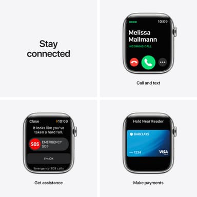 Apple Watch Series 7 45mm GPS+eSIM (sølv stål/ stjernskær sportsrem)