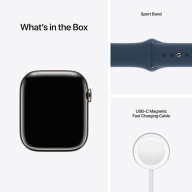 Apple Watch Series 7 45mm GPS+eSIM (grafitgrå stål/ mørk dybhavsblå sportsrem)