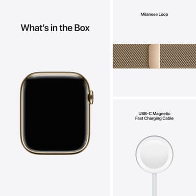Apple Watch Series 7 45mm GPS+eSIM (guld stål/guld Milanorem)