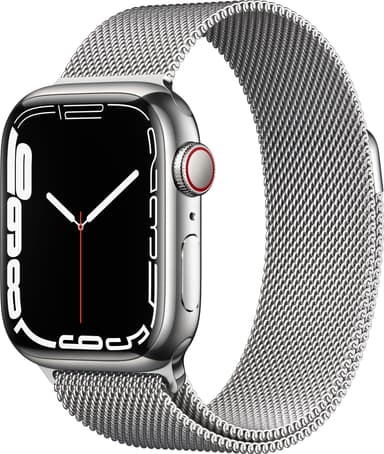 Apple Watch Series 7 41mm GPS+eSIM (sølv stål/sølv Milanorem)