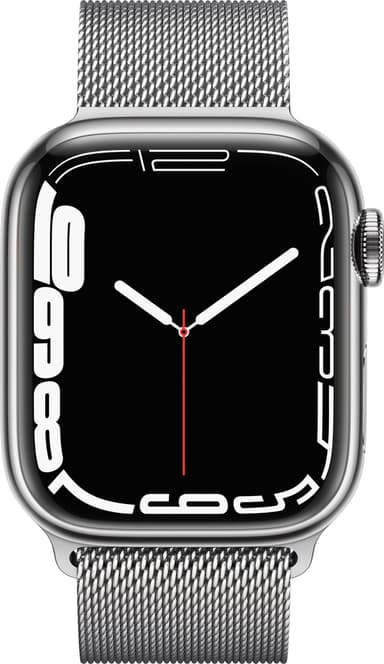 Apple Watch Series 7 41mm GPS+eSIM (sølv stål/sølv Milanorem)