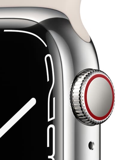 Apple Watch Series 7 41mm GPS+eSIM (sølvstål/ stjerneskær sportsrem)