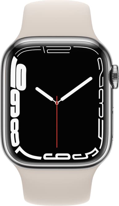 Apple Watch Series 7 41mm GPS+eSIM (sølvstål/ stjerneskær sportsrem)