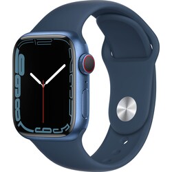 Apple Watch Series 7 41mm GPS+eSIM (blå alu/mørk dybhavsblå sportsrem)
